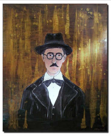 Estudo de Fernando Pessoa (Chuva) de António Albadias  70 x 80 x 3 cm / 27.55 x 31.49 x 1.18 inches Oil and enamel painting on canvas  8/2014